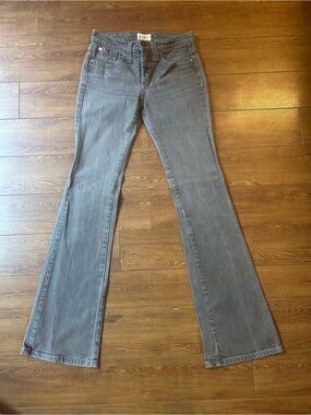Frankie B Gray Skull Embroidered low-rise bootcut jeans